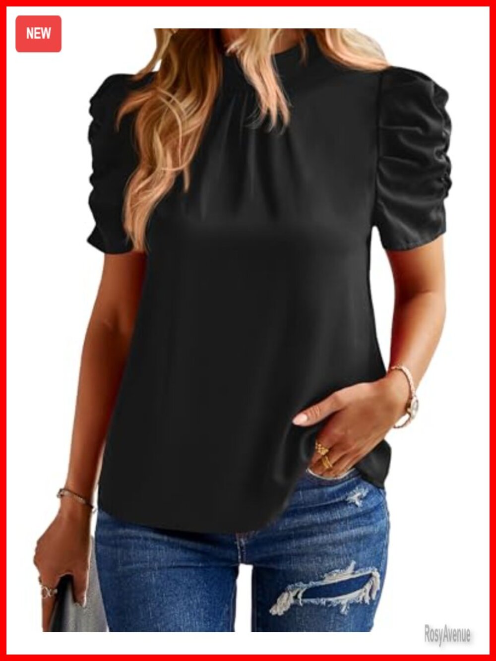 Women Boho Floral High Neck Blouse Puff Sleeve Ruffle Keyhole Back